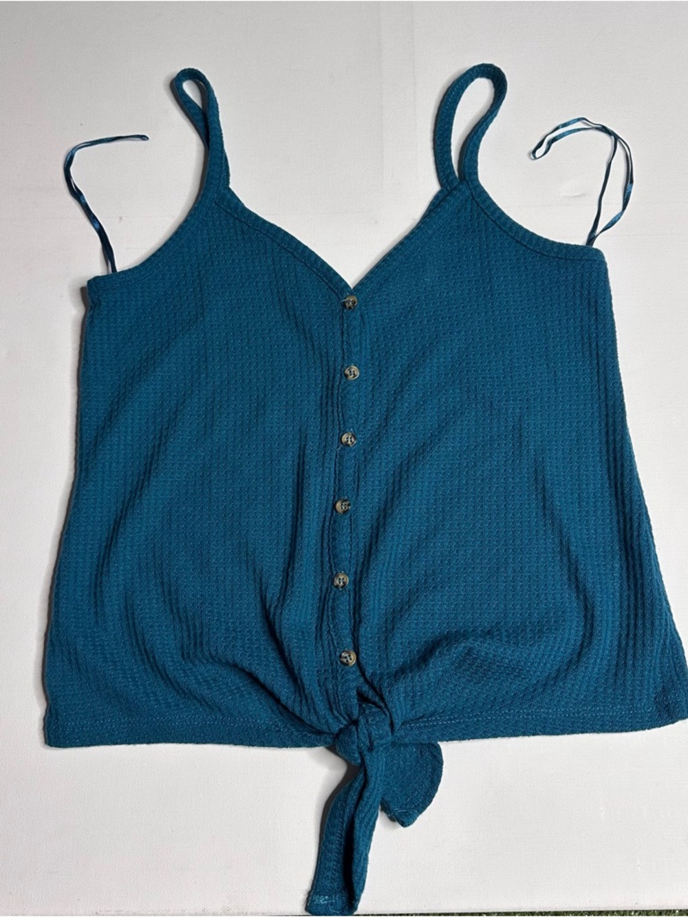 Hippie rose women’s teal blue top Buttoned Tie-Front Camisole size XS